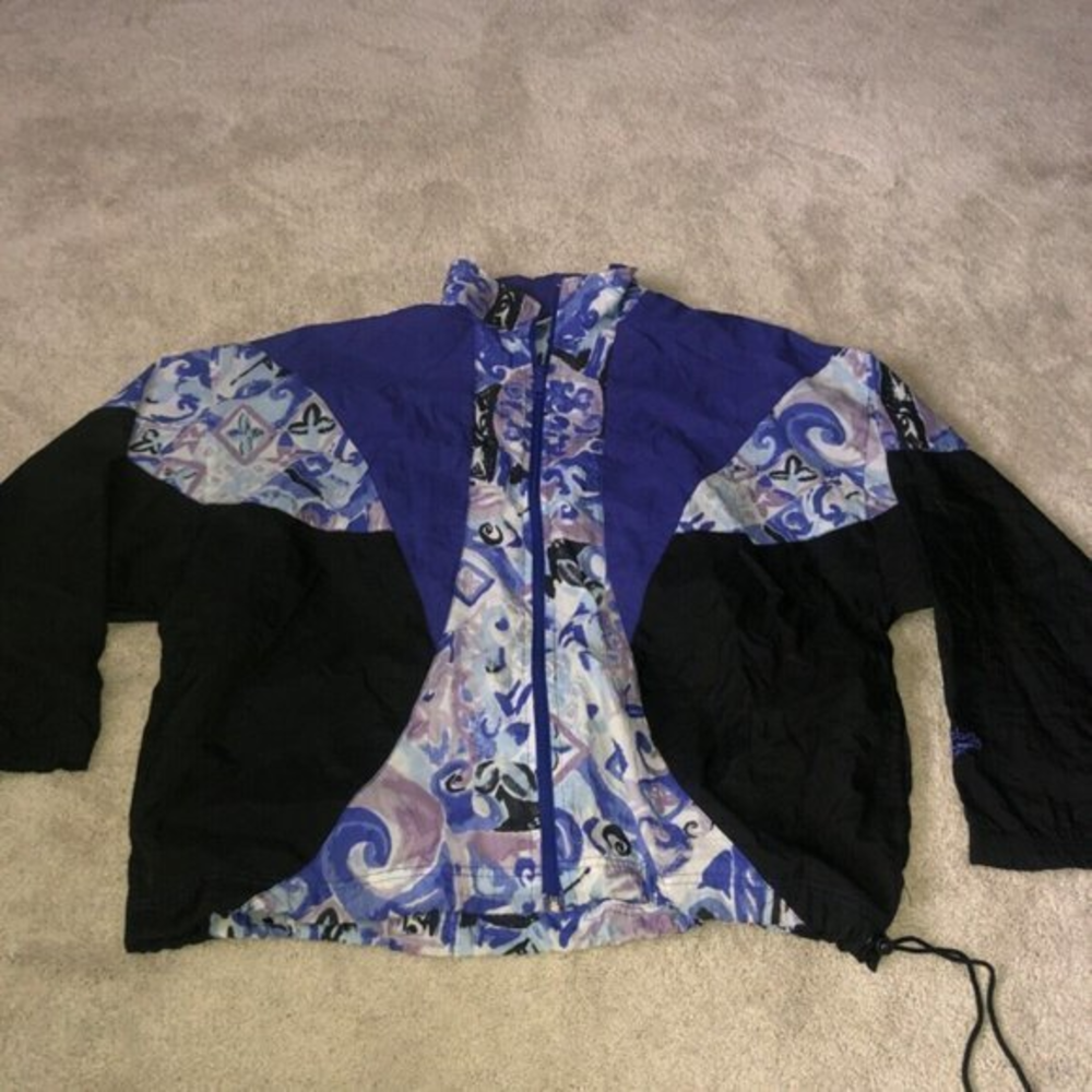 Vintage Reebok windbreaker Track Jacket Women’s XL Purple‎ Black
